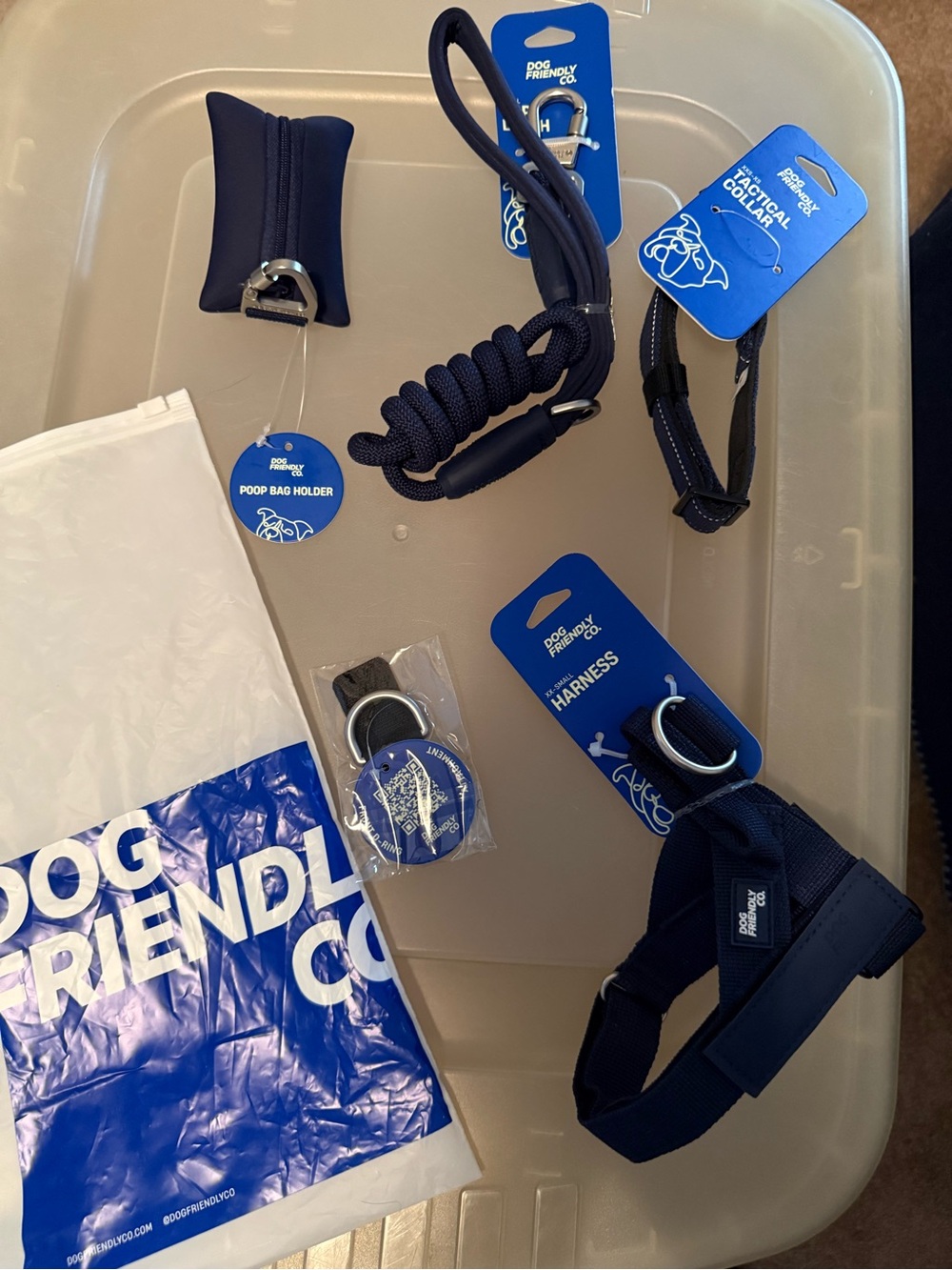 Navy Dog Harness and Leash Set